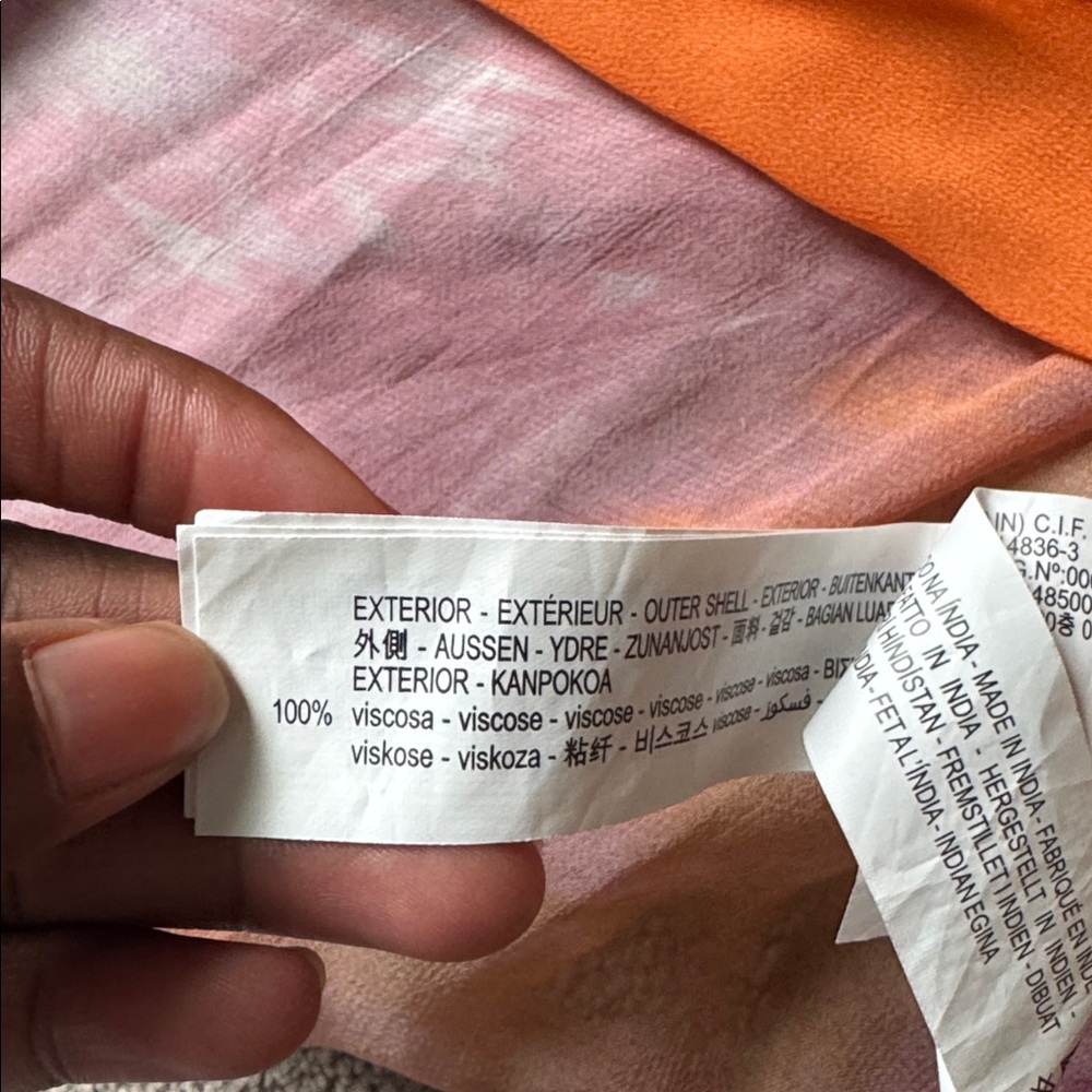 Zara Pink Orange Ombre Halter Chiffon Midi Dress Size M Tie Dye - Picture 5 of 8